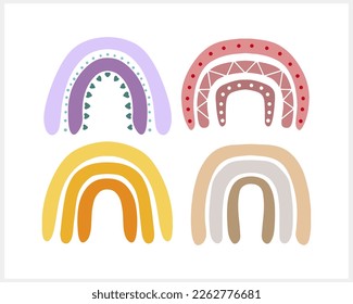 Icono arcoiris de Boho aislado. Ilustración del material de Doodle Vector. EPS 10
