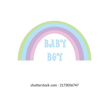 Boho Rainbow Icon Vektorgrafik. Cute skandinavische Regenbogenschild, Emblem einzeln auf weißem Hintergrund, Flachstil für T-Shirt Grafik, Kinderzimmer Wanddekor.