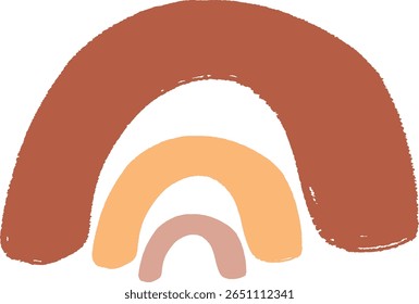 Ilustração do arco-íris Boho em tons terrosos quentes com um design plano minimalista