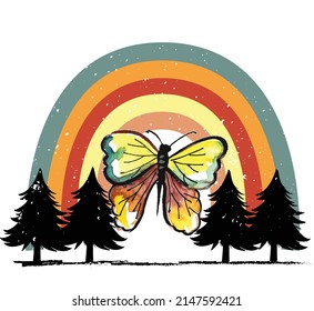 Boho Rainbow Illustrator T-shirt Design