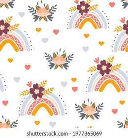 Boho Rainbow kids vector illustration pattern