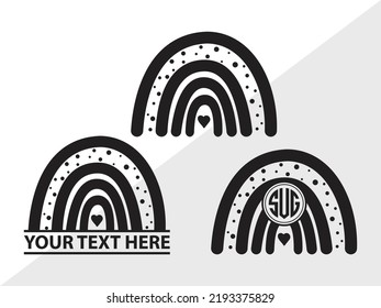 Boho Rainbow Monogram SVG Printable Vector Illustration