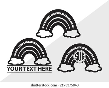 Ilustración de vectores impresos Boho Rainbow Monogram SVG