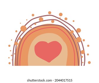 Boho rainbow in orange-red tones. Abstract minimalism. Wall decor. Design elements for book cover, page template, print, card, brochure, magazine, poster. Vector