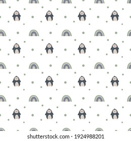 Boho rainbow and safari animals seamless pattern