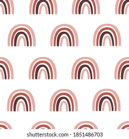 Boho rainbow seamless pattern. Vector rainbow illustration with no background. Terracotta design. Abstract background.