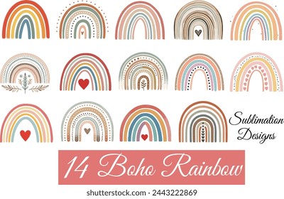 Boho Regenbogen T-Shirt Design Vektor-Bündel