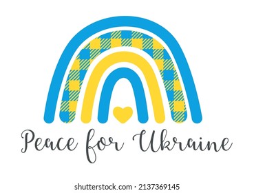 Boho Rainbow with Ukraine flag colors. Peace for Ukraine, Support the Ukraine sign. Blue Yellow icon with colors of Ukrainian flag.