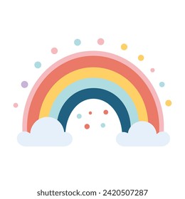 Una ilustración de color vectorial boho arcoiris aislada en un fondo blanco