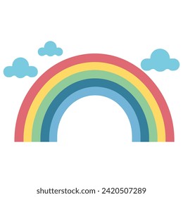 Eine bunter Boho-Regenbogen-Vektorgrafik einzeln auf weißem Hintergrund