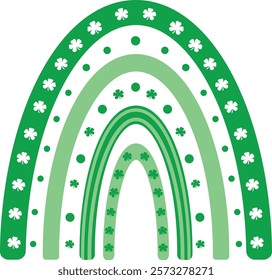 Boho rainbow vector illustration with shamrocks for St. Patrick's Day decor