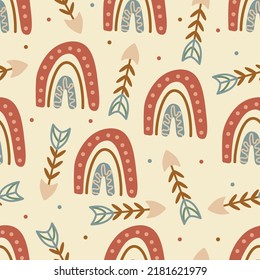 Boho Rainbows and Arrows Seamless Pattern Bakcground