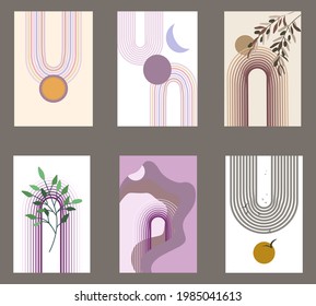 Boho rainbows flat minimalist set of vector designs EPS10