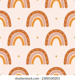 Boho Rainbows Pattern. Vector seamless pattern of pastel color in boho style. Vector illustration
