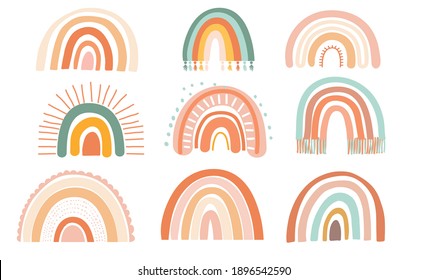 Boho Rainbows in Retro Colors 