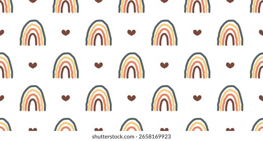 Boho rainbows seamless pattern for children's room wall decor