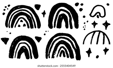 Boho Rainbows,stars  Vector Backgrounds  Set