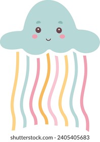 Boho Raining Cloud Vector Illustration