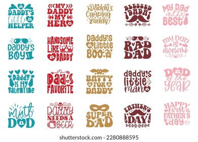 Boho Retro Style Dad Quotes T-shirt And SVG Design Bundle. Dad SVG Quotes T shirt Design Bundle, Vector EPS Editable Files, Can You Download This File.