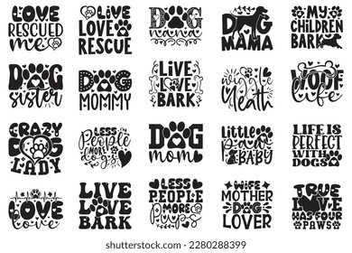 Boho Retro Style Dog Quotes T-shirt And SVG Design Bundle. Dog SVG Quotes T shirt Design Bundle, Vector EPS Editable Files, Can You Download This File.