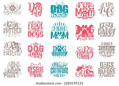 Boho Retro Style Dog Quotes T-shirt And SVG Design Bundle. Dog SVG Quotes T shirt Design Bundle, Vector EPS Editable Files, Can You Download This File.