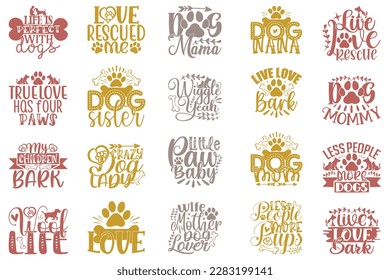Boho Retro Style Dog Quotes T-shirt And SVG Design Bundle. Dog SVG Quotes T shirt Design Bundle, Vector EPS Editable Files, Can You Download This File.