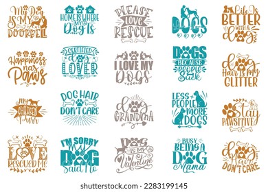 Boho Retro Style Dog Quotes T-shirt And SVG Design Bundle. Dog SVG Quotes T shirt Design Bundle, Vector EPS Editable Files, Can You Download This File.