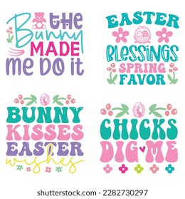 Boho Retro Style Happy Easter's Day Quotes T-shirt And SVG Design Bundle. Easter SVG Quotes T shirt Design Bundle, Vector EPS Editable Files, Can You Download This File.