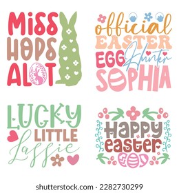 Boho Retro Style Happy Easter's Day Quotes T-shirt And SVG Design Bundle. Easter SVG Quotes T shirt Design Bundle, Vector EPS Editable Files, Can You Download This File.