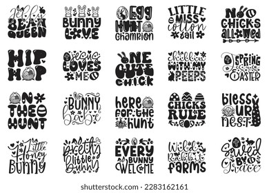 Boho Retro Style Happy Easter's Day SVG And T-shirt Design Bundle, Christain Jesus SVG Quotes Design t shirt Bundle, Easter Vector EPS Editable Files, can you download this Design Bundle.