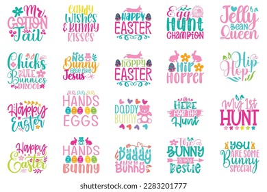 Boho Retro Style Happy Easter's Day Quotes T-shirt And SVG Design Bundle. Easter SVG Quotes T shirt Design Bundle, Vector EPS Editable Files, Can You Download This File.