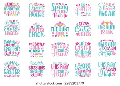 Boho Retro Style Happy Easter's Day Quotes T-shirt And SVG Design Bundle. Easter SVG Quotes T shirt Design Bundle, Vector EPS Editable Files, Can You Download This File.