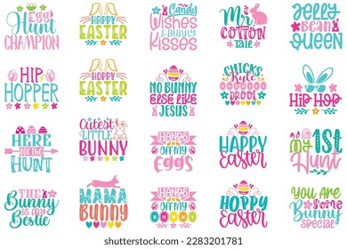 Boho Retro Style Happy Easter's Day Quotes T-shirt And SVG Design Bundle. Easter SVG Quotes T shirt Design Bundle, Vector EPS Editable Files, Can You Download This File.