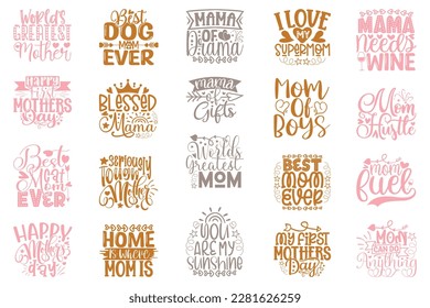 Boho Retro Style Happy Mother's Day SVG And T-shirt Design Bundle, Mom Mama Mommy SVG Quotes Design t shirt Bundle, Vector EPS Editable Files, can you download this Design Bundle.