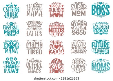 Boho Retro Style Happy Mother's Day SVG And T-shirt Design Bundle, Mom Mama Mommy SVG Quotes Design t shirt Bundle, Vector EPS Editable Files, can you download this Design Bundle.