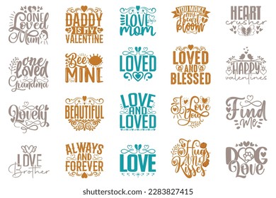 Boho Retro Style Happy Valentine Day T-shirt And SVG Design Bundle. Valentine Quotes T-shirt And SVG Design Bundle, Vector EPS Editable Files, Can You Download This File.