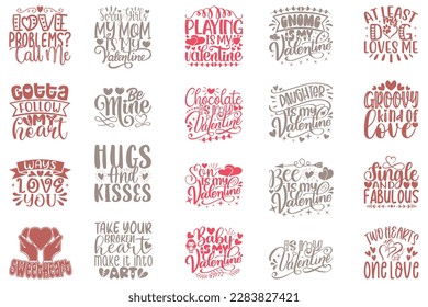 Boho Retro Style Happy Valentine Day T-shirt And SVG Design Bundle. Valentine Quotes T-shirt And SVG Design Bundle, Vector EPS Editable Files, Can You Download This File.