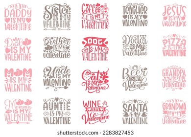 Boho Retro Style Happy Valentine Day T-shirt And SVG Design Bundle. Valentine Quotes T-shirt And SVG Design Bundle, Vector EPS Editable Files, Can You Download This File.