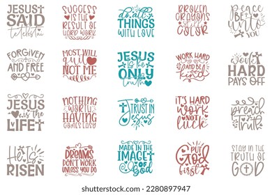 Boho Retro Style Jesus Christian Quotes T-shirt And SVG Design Bundle. Jesus SVG Quotes T shirt Design Bundle, Vector EPS Editable Files, Can You Download This File.