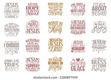 Boho Retro Style Jesus Christian Quotes T-shirt And SVG Design Bundle. Jesus SVG Quotes T shirt Design Bundle, Vector EPS Editable Files, Can You Download This File.