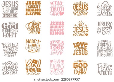 Boho Retro Style Jesus Christian Quotes T-shirt And SVG Design Bundle. Jesus SVG Quotes T shirt Design Bundle, Vector EPS Editable Files, Can You Download This File.