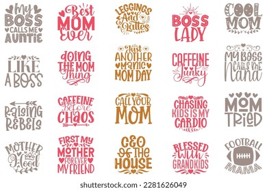 Boho Retro Style Mom Mama Mommy Quotes T-shirt And SVG Design Bundle. Mother's Day SVG Quotes T shirt Design Bundle, Vector EPS Editable Files, Can You Download This File.