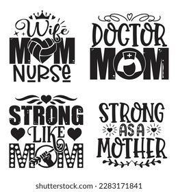Boho Retro Style Mom Mama Mommy Quotes T-shirt And SVG Design Bundle. Mother's Day SVG Quotes T shirt Design Bundle, Vector EPS Editable Files, Can You Download This File.