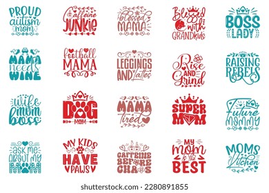 Boho Retro Style Mom Quotes T-shirt And SVG Design Bundle. Mom SVG Quotes T shirt Design Bundle, Vector EPS Editable Files, Can You Download This File.
