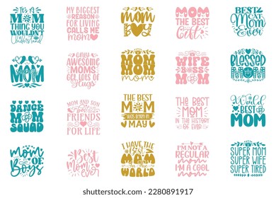 Boho Retro Style Mom SVG And T-shirt Design Bundle, Mom SVG Quotes Design t shirt Bundle, Vector EPS Editable Files, can you download this Design Bundle.