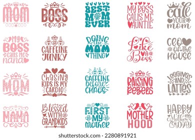 Boho Retro Style Mom SVG And T-shirt Design Bundle, Mom SVG Quotes Design t shirt Bundle, Vector EPS Editable Files, can you download this Design Bundle.