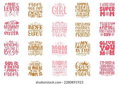 Boho Retro Style Mom SVG And T-shirt Design Bundle, Mom SVG Quotes Design t shirt Bundle, Vector EPS Editable Files, can you download this Design Bundle.