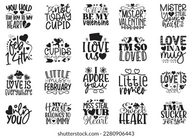 Boho Retro Style Valentine Quotes T-shirt And SVG Design Bundle. Valentine SVG Quotes T shirt Design Bundle, Vector EPS Editable Files, Can You Download This File.