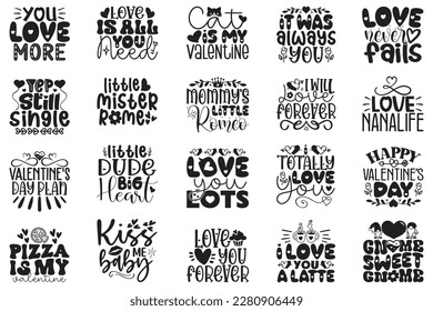 Boho Retro Style Valentine Quotes T-shirt And SVG Design Bundle. Valentine SVG Quotes T shirt Design Bundle, Vector EPS Editable Files, Can You Download This File.