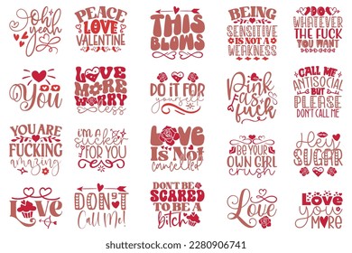 Boho Retro Style Valentine SVG And T-shirt Design Bundle, Valentine SVG Quotes Design t shirt Bundle, Vector EPS Editable Files, can you download this Design Bundle.